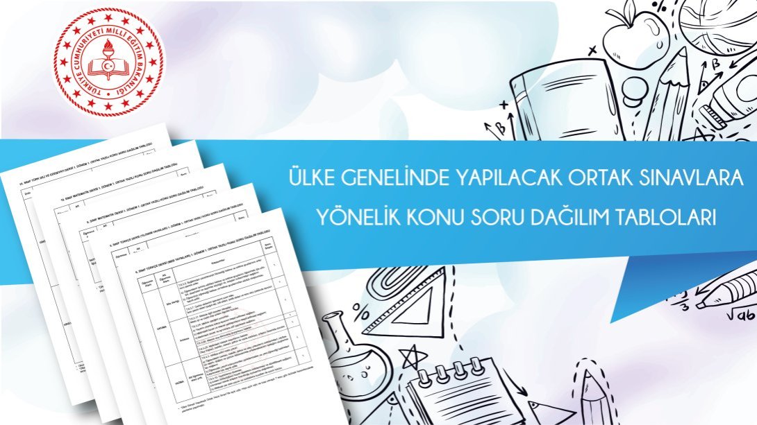 ÜLKE GENELİNDE 6 VE 10. SINIFLAR İÇİN YAPILACAK ORTAK SINAVLARA YÖNELİK KONU SORU DAĞILIM TABLOLARI YAYIMLANDI