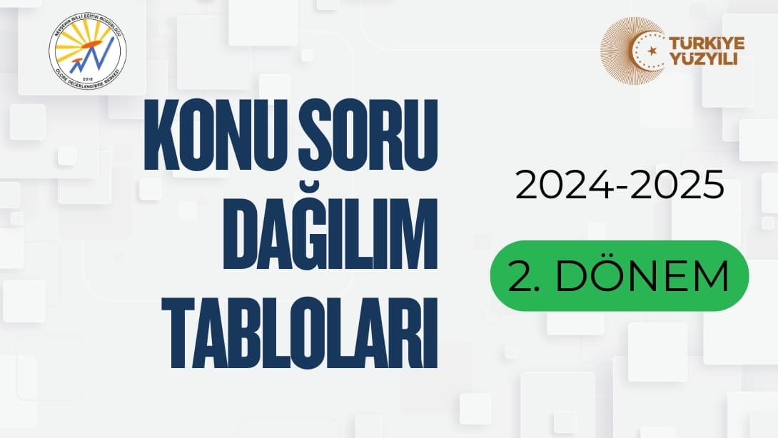 KONU SORU DAĞILIM TABLOLARI: 2024-2025 / 2. DÖNEM