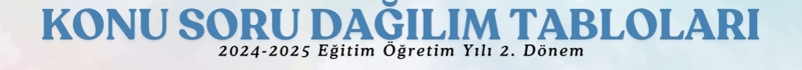 2024-2025 EĞİTİM ÖĞRETİM YILI 1. DÖNEM KONU SORU DAĞILIM TABLOLARI