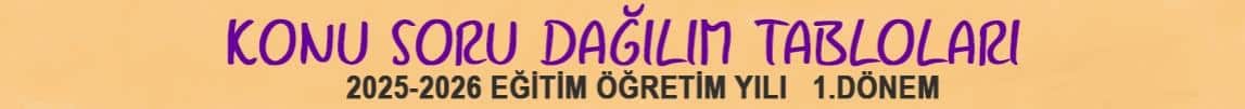 2025-2026 EĞİTİM ÖĞRETİM YILI 1. DÖNEM KONU SORU DAĞILIM TABLOLARI
