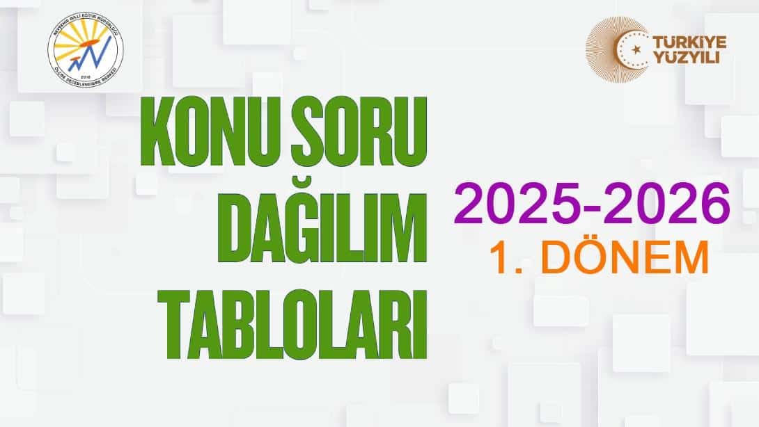 KONU SORU DAĞILIM TABLOLARI: 2025-2026 / 1. DÖNEM